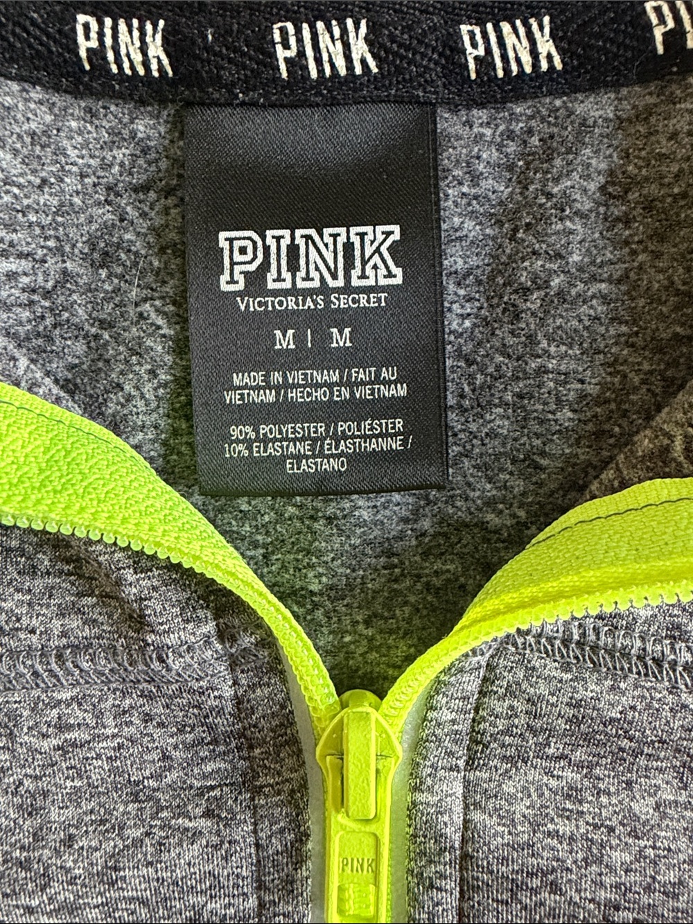 PINK Victoria’s Secret Quarter Zip Pullover Top Jacket Thumbholes Size Medium - Picture 12 of 14